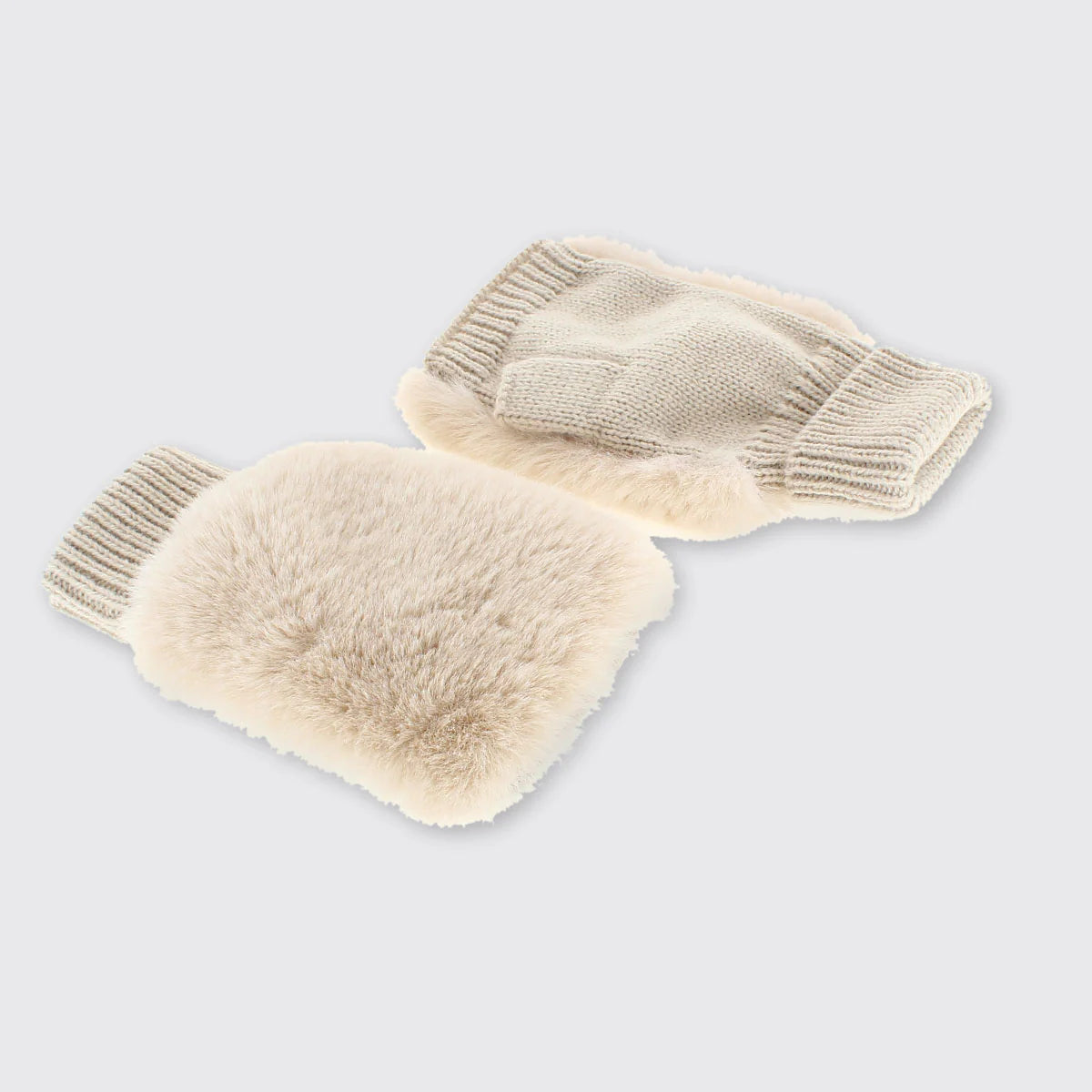 Mocha Cream Faux Fur Fingerless Gloves