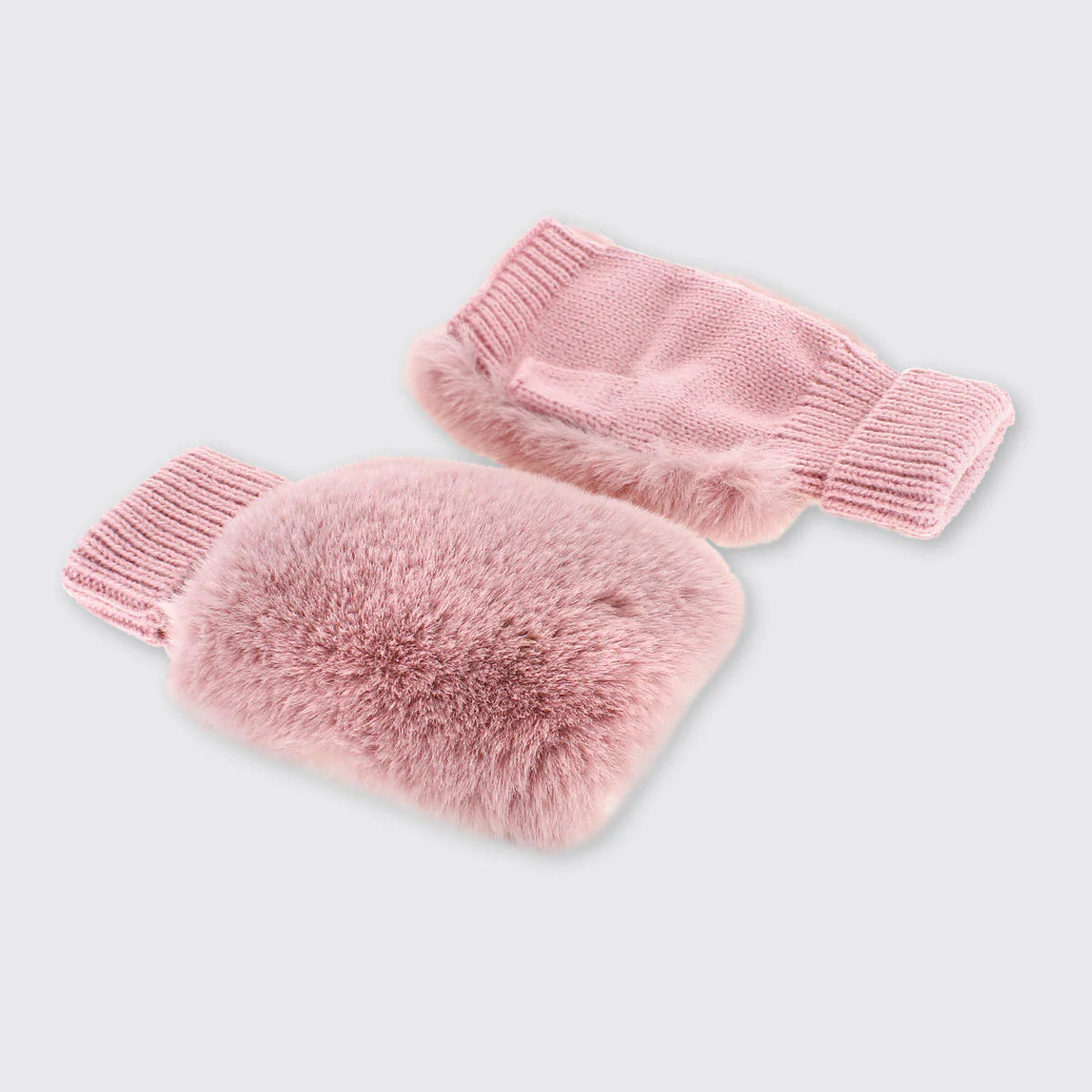 Pink Faux Fur Fingerless Gloves