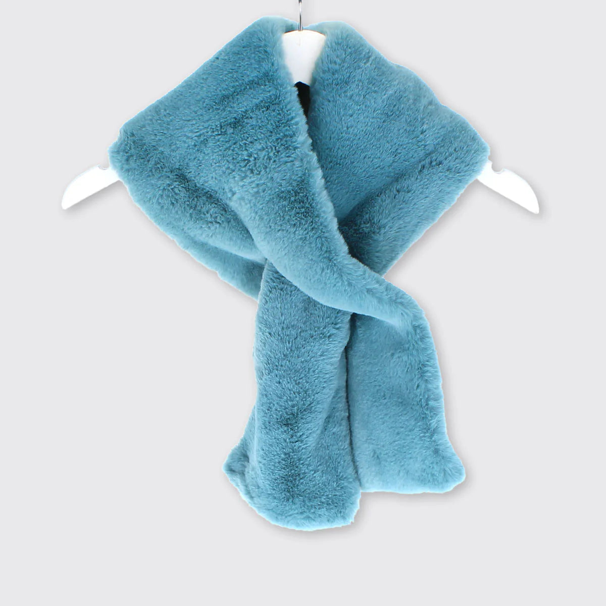 Blue Faux Fur Push Through Scarf