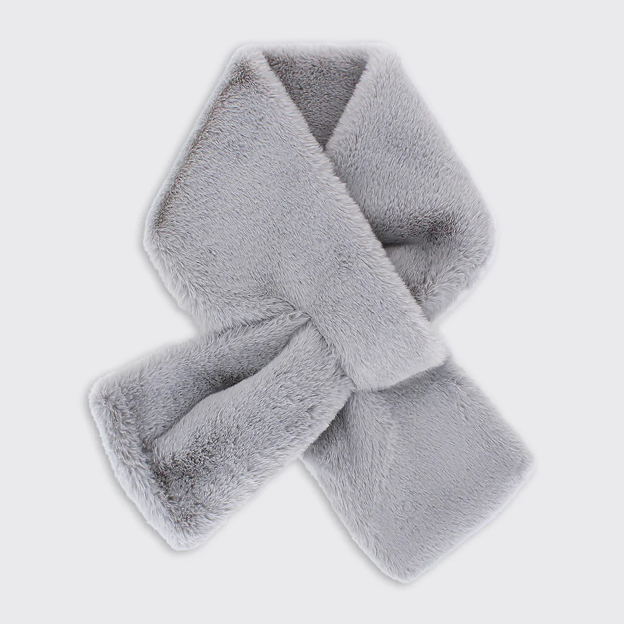 Grey Faux Fur Push Through Scarf