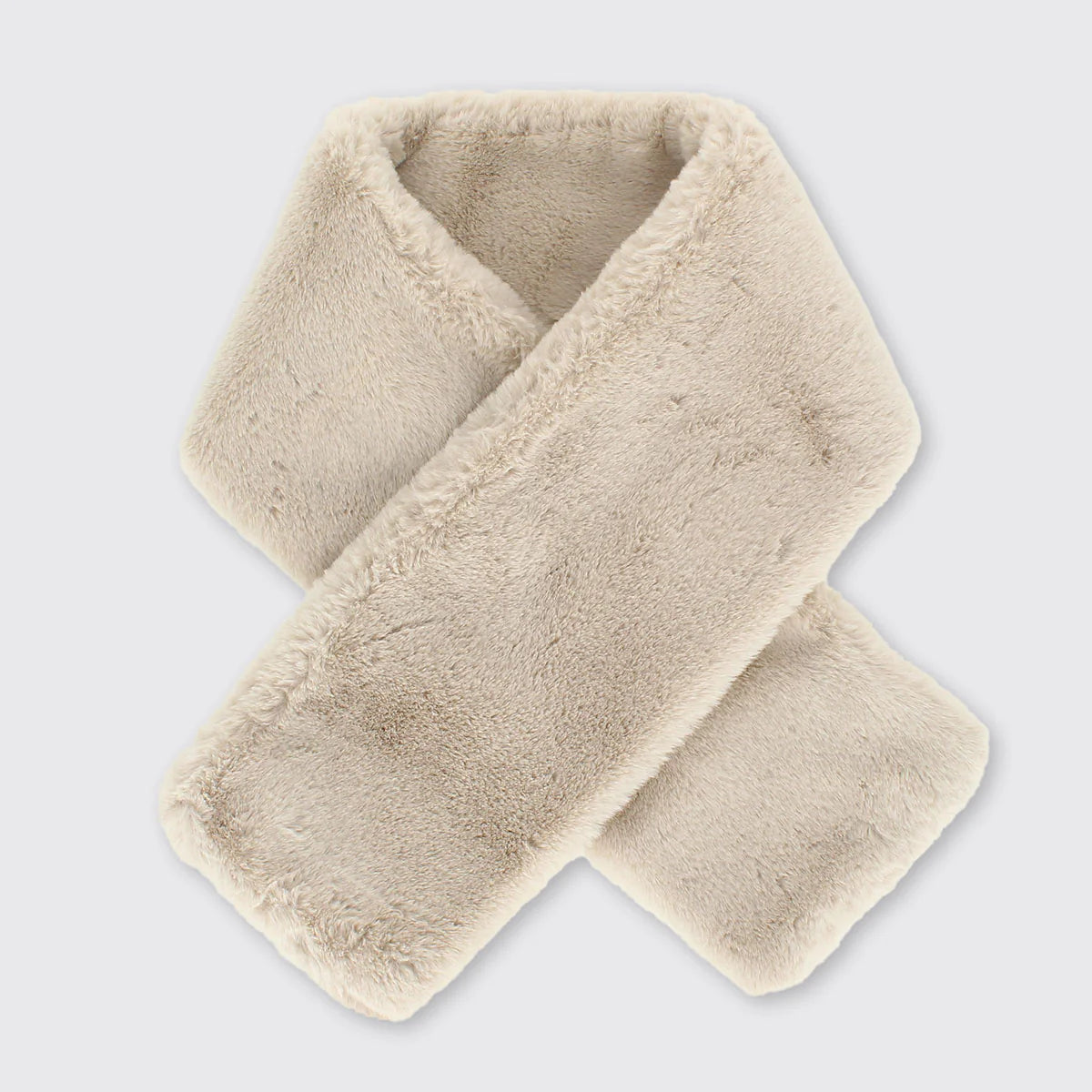 Mocha Cream Faux Fur Push Through Scarf