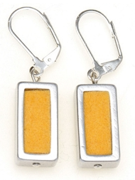 Yellow Rectangular Felt Earrings