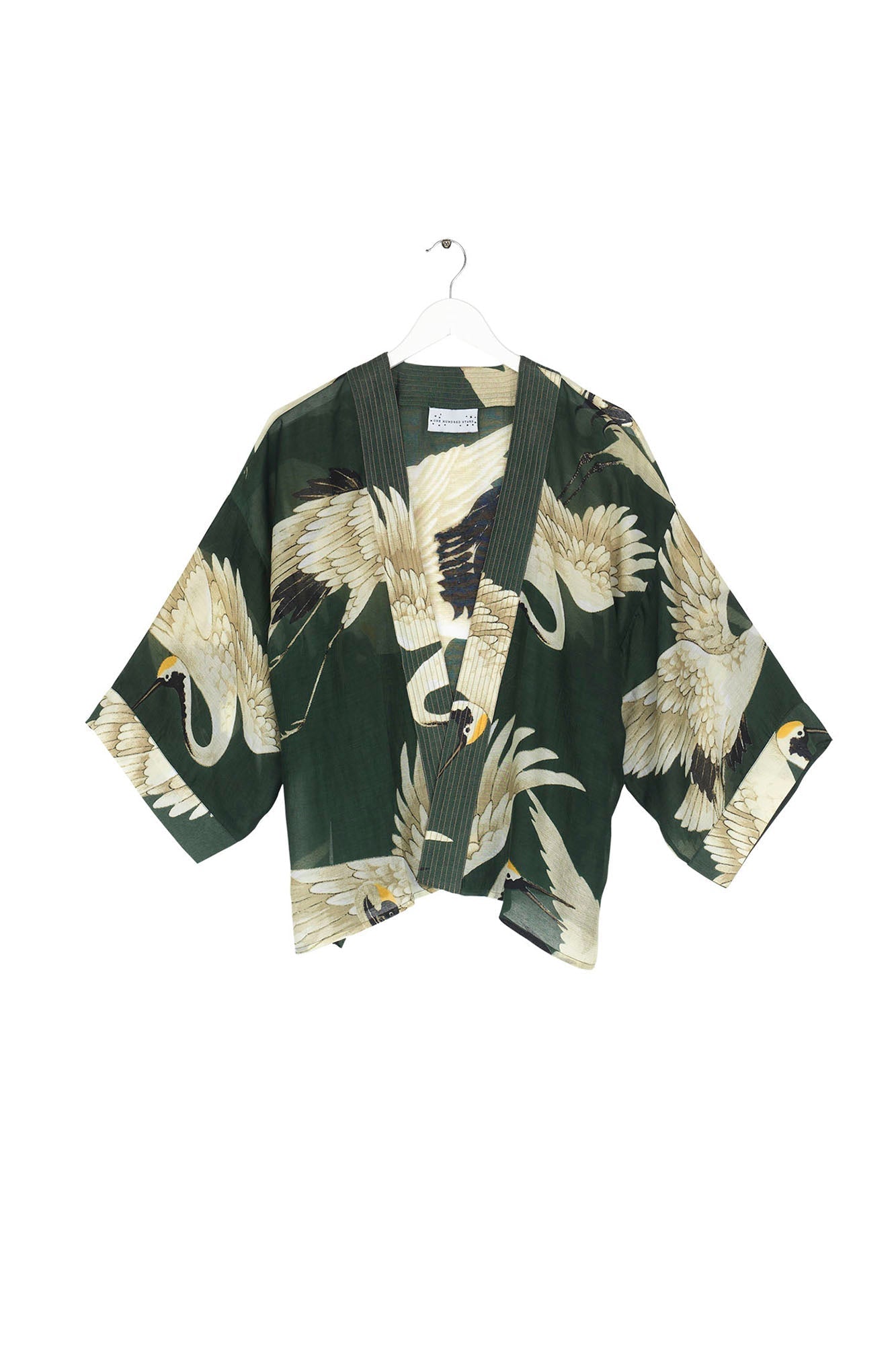 Forest Green Stork Kimono - The Nancy Smillie Shop - Art, Jewellery & Designer Gifts Glasgow