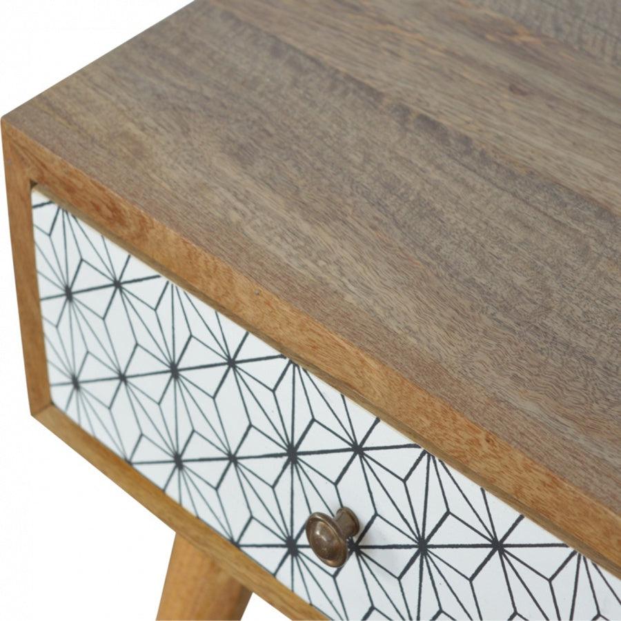 Geometric Screen Printed Bedside - 1 Drawer - The Nancy Smillie Shop - Art, Jewellery & Designer Gifts Glasgow