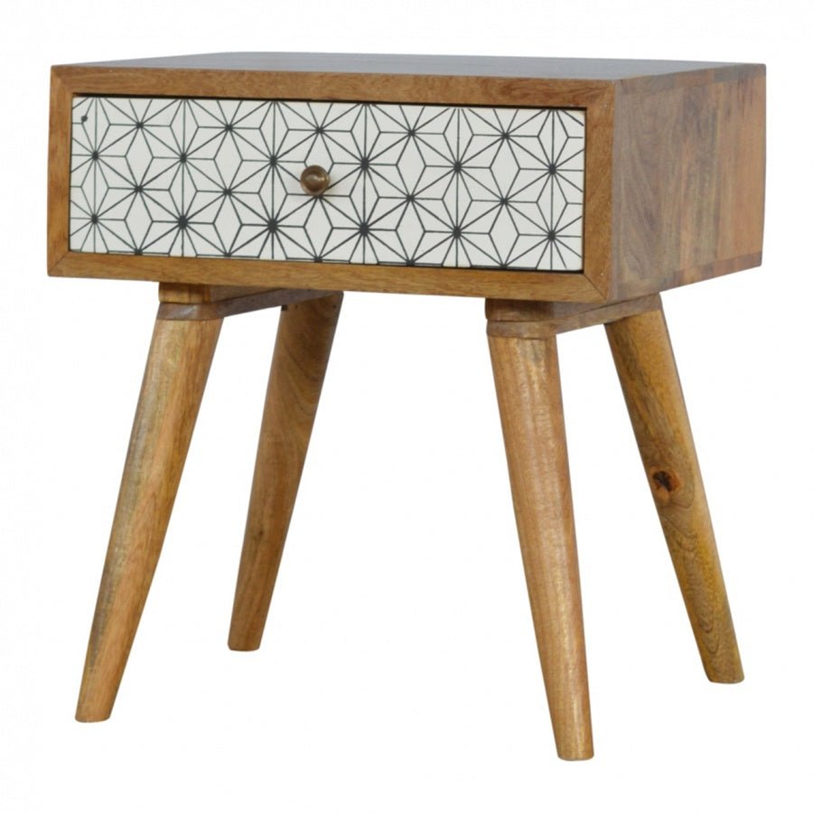 Geometric Screen Printed Bedside - 1 Drawer - The Nancy Smillie Shop - Art, Jewellery & Designer Gifts Glasgow