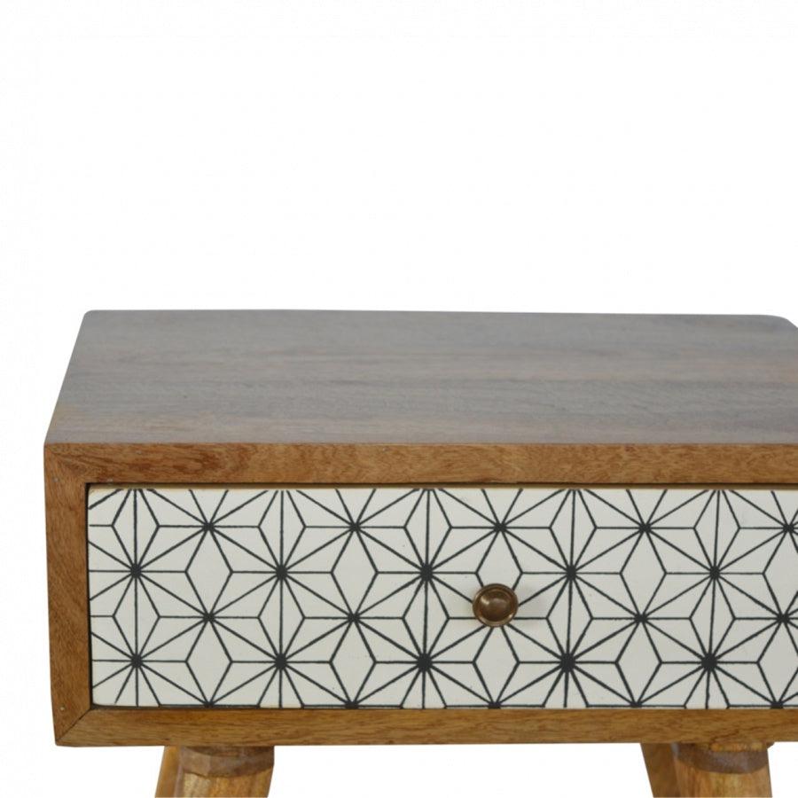 Geometric Screen Printed Bedside - 1 Drawer - The Nancy Smillie Shop - Art, Jewellery & Designer Gifts Glasgow