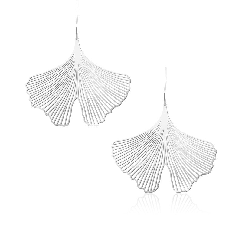 Ginkgo Earrings M Silver - The Nancy Smillie Shop - Art, Jewellery & Designer Gifts Glasgow