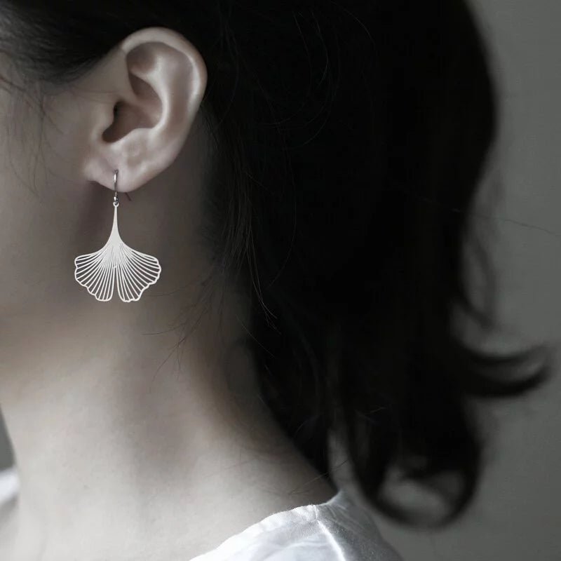 Ginkgo Earrings Silver - The Nancy Smillie Shop - Art, Jewellery & Designer Gifts Glasgow