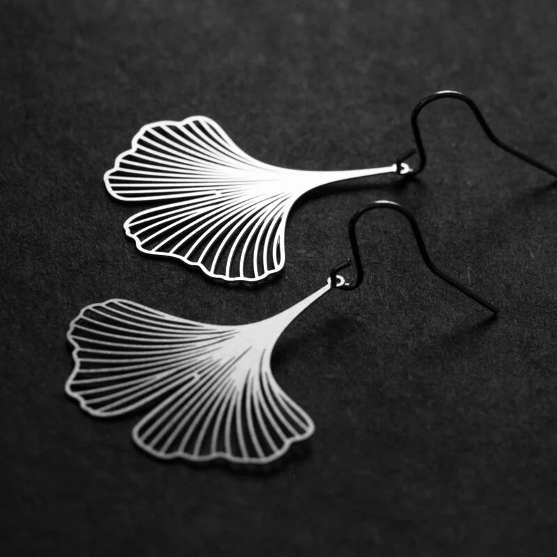 Ginkgo Earrings Silver - The Nancy Smillie Shop - Art, Jewellery & Designer Gifts Glasgow