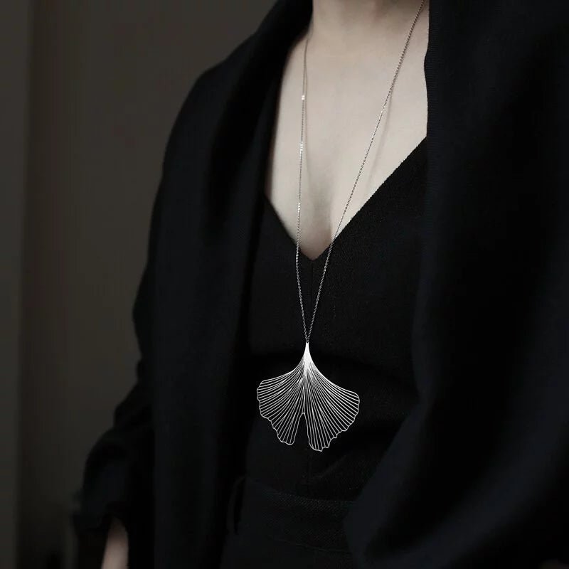 Ginkgo Pendant L Silver - The Nancy Smillie Shop - Art, Jewellery & Designer Gifts Glasgow