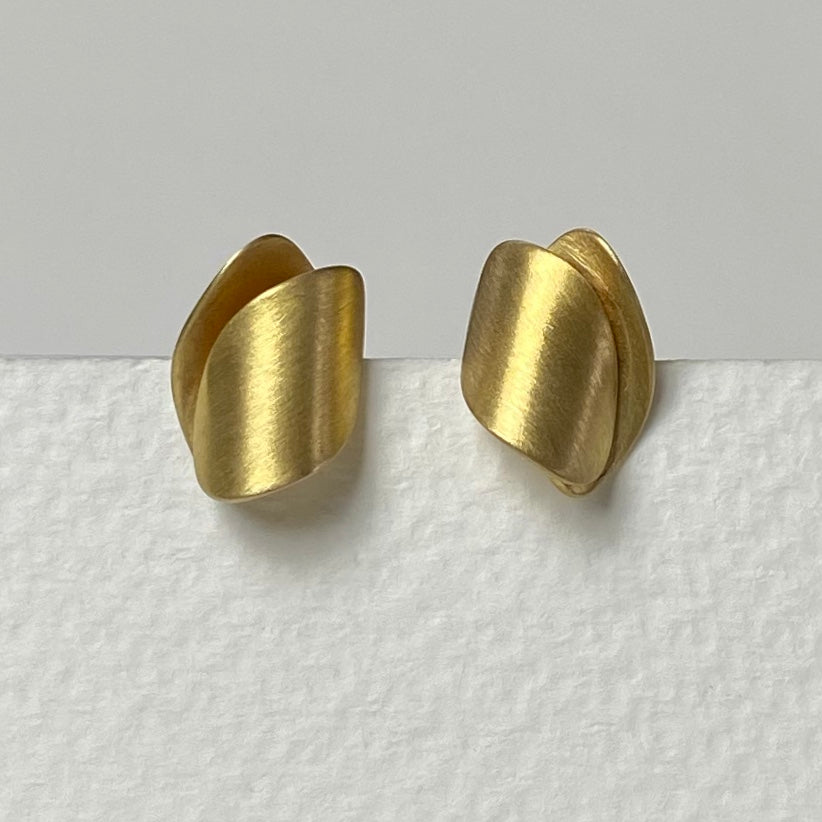 Gold Folded Stud Earrings - The Nancy Smillie Shop - Art, Jewellery & Designer Gifts Glasgow