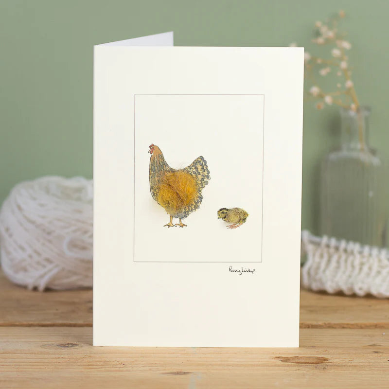 gold laced wyandotte and chick card