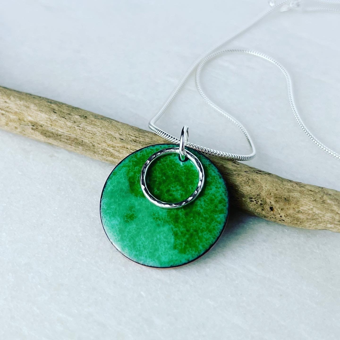 Grass Green Enamel Disc Necklace - The Nancy Smillie Shop - Art, Jewellery & Designer Gifts Glasgow