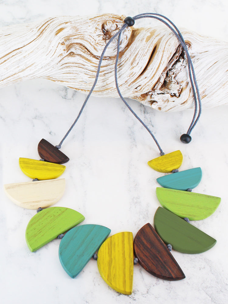 Green Half Moon Fan Necklace - The Nancy Smillie Shop - Art, Jewellery & Designer Gifts Glasgow