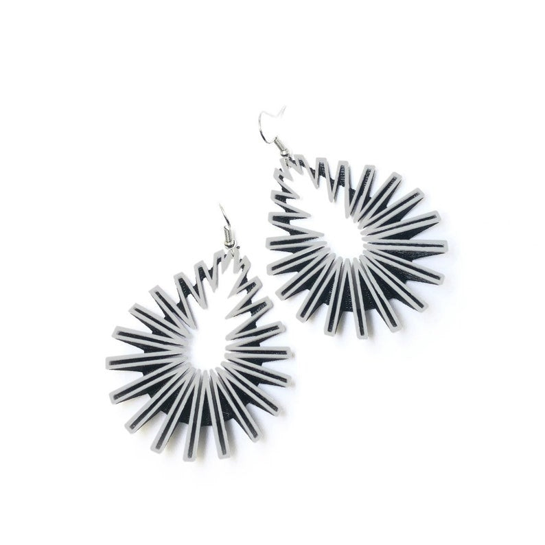 Grey On Black Drop Earrings - The Nancy Smillie Shop - Art, Jewellery & Designer Gifts Glasgow