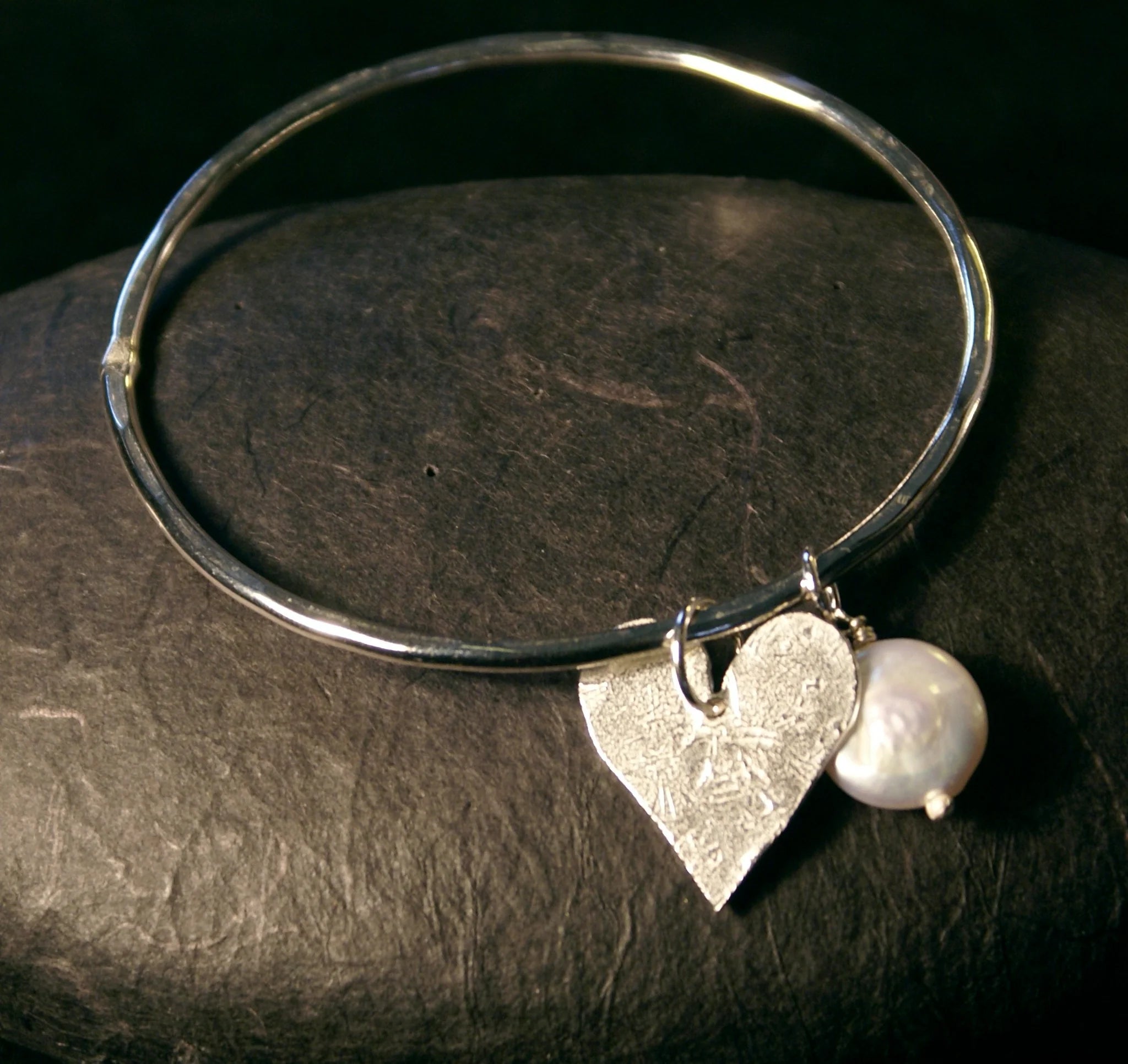 Heart & Pearl Bangle - The Nancy Smillie Shop - Art, Jewellery & Designer Gifts Glasgow