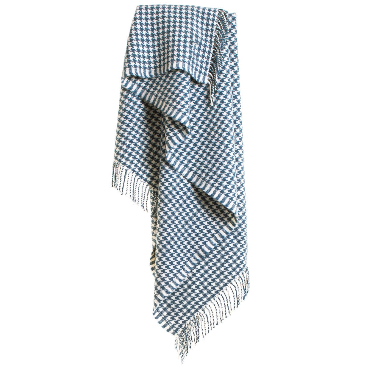 Ink Blue Houndstooth Throw - The Nancy Smillie Shop - Art, Jewellery & Designer Gifts Glasgow