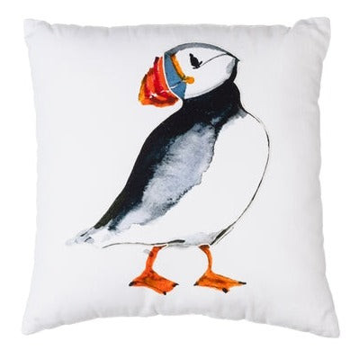 Ivory Puffin Cushion - The Nancy Smillie Shop - Art, Jewellery & Designer Gifts Glasgow