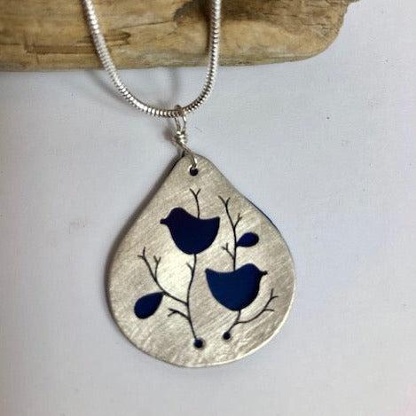 Medium Teardrop Bird Cutout Necklace - The Nancy Smillie Shop - Art, Jewellery & Designer Gifts Glasgow