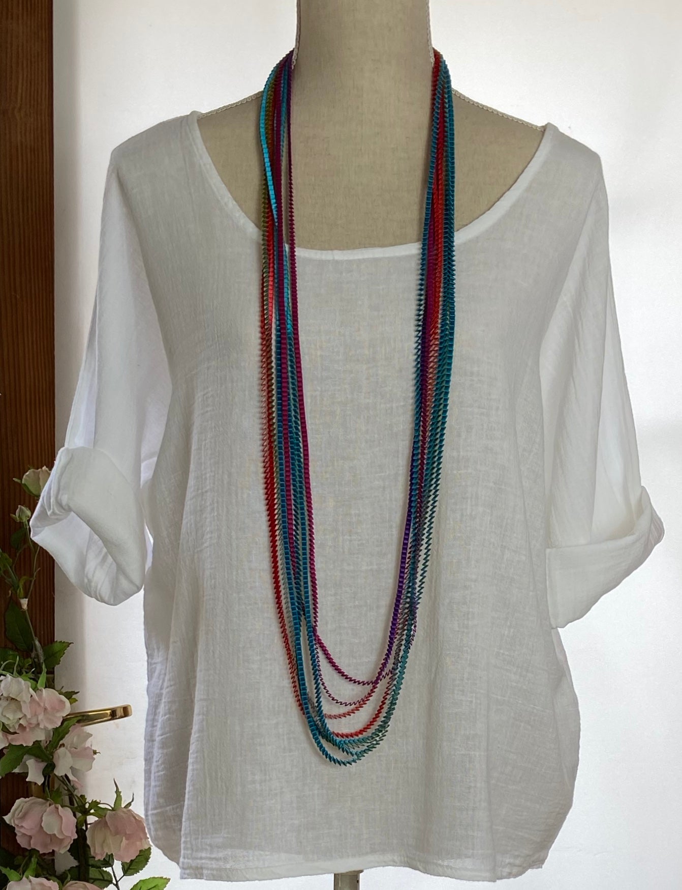 Multicolour Fabric Strand Necklace - The Nancy Smillie Shop - Art, Jewellery & Designer Gifts Glasgow