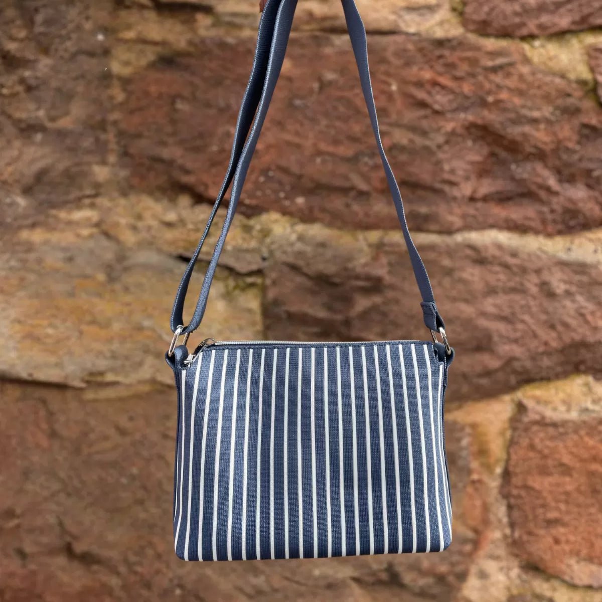Navy Stripe Weave Messenger Bag - The Nancy Smillie Shop - Art, Jewellery & Designer Gifts Glasgow