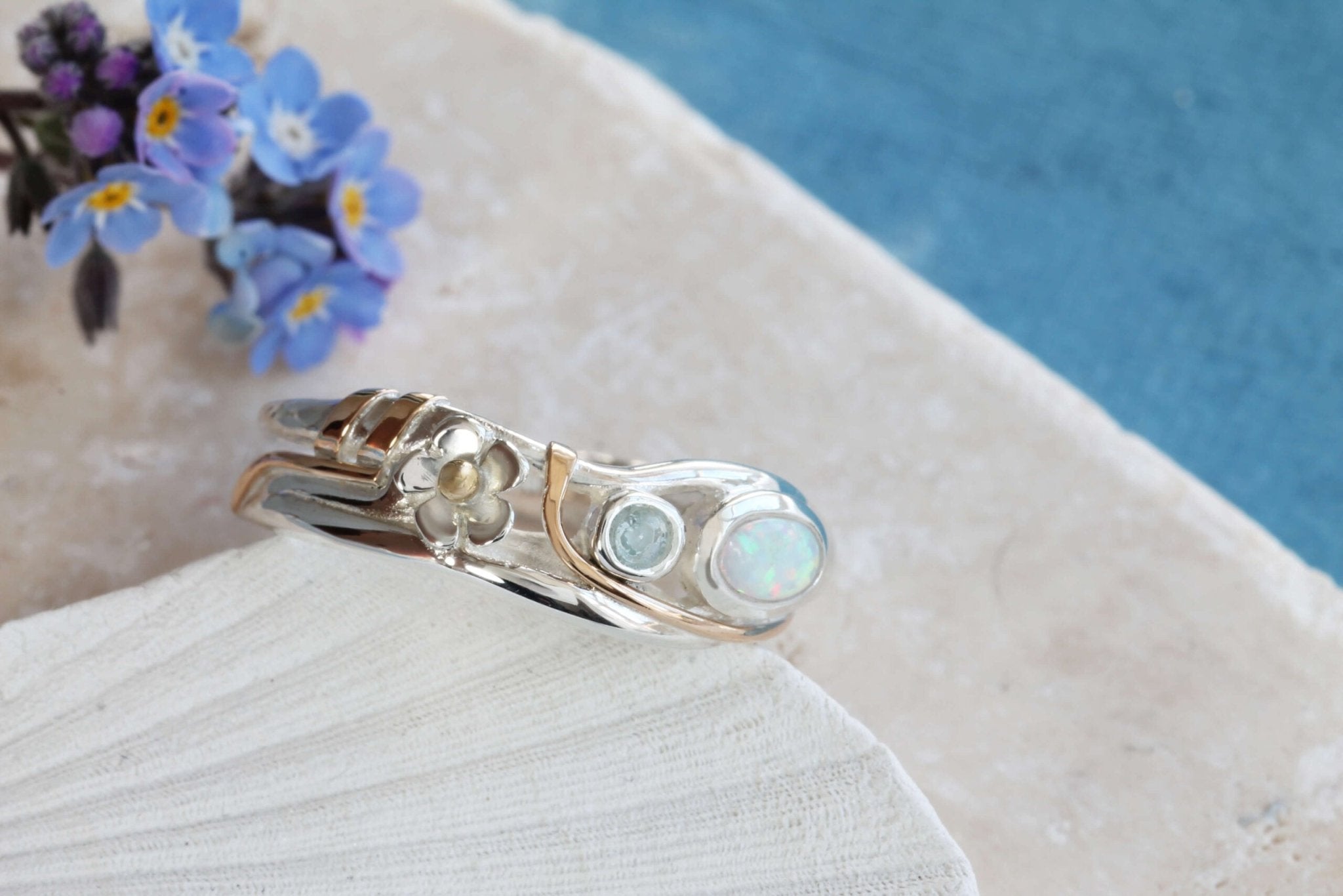 Opalite Topaz Flower Ring - The Nancy Smillie Shop - Art, Jewellery & Designer Gifts Glasgow