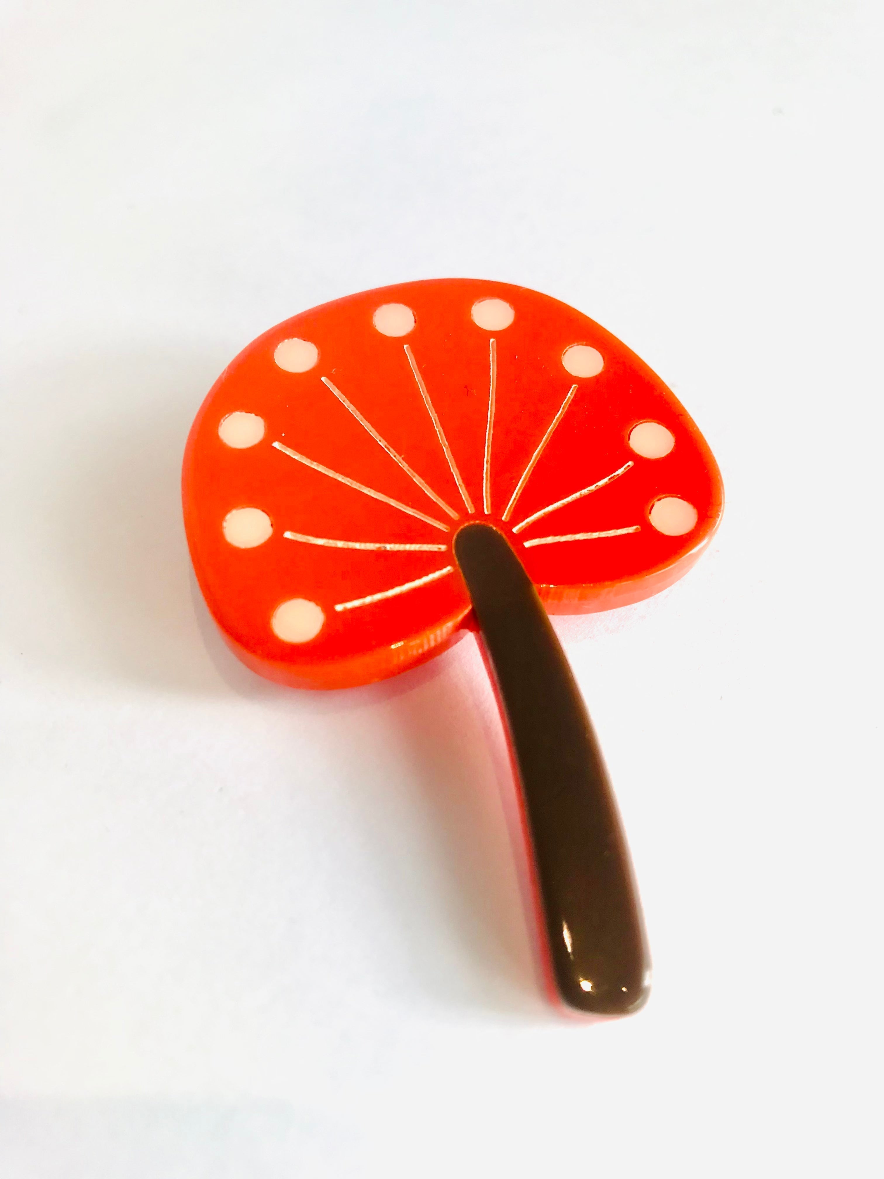 Orange Mushroom Brooch - The Nancy Smillie Shop - Art, Jewellery & Designer Gifts Glasgow