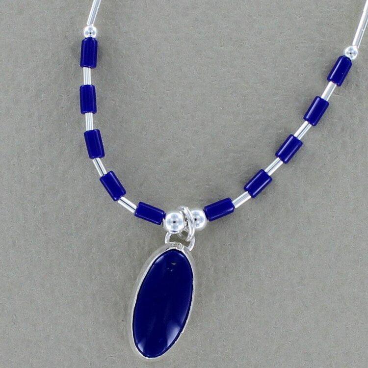 Oval Lapis Necklace - The Nancy Smillie Shop - Art, Jewellery & Designer Gifts Glasgow