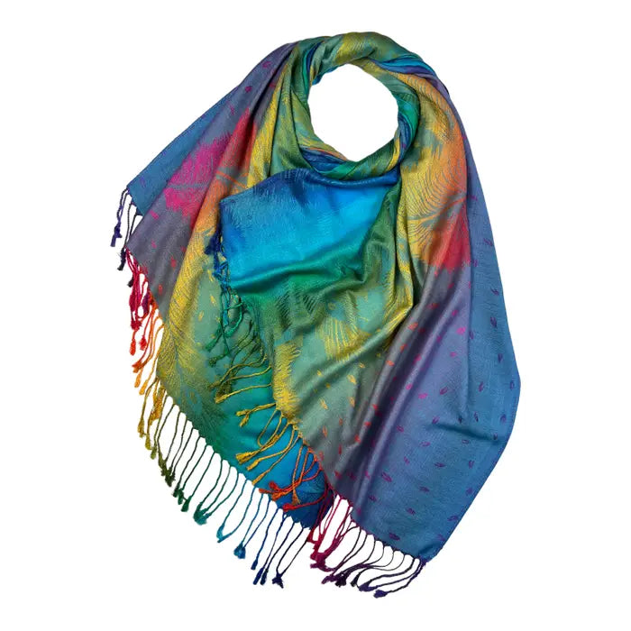 Pash Blue Rainbow Scarf - The Nancy Smillie Shop - Art, Jewellery & Designer Gifts Glasgow