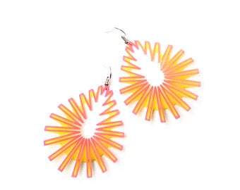 Pink on Yellow Drop Earrings - The Nancy Smillie Shop - Art, Jewellery & Designer Gifts Glasgow
