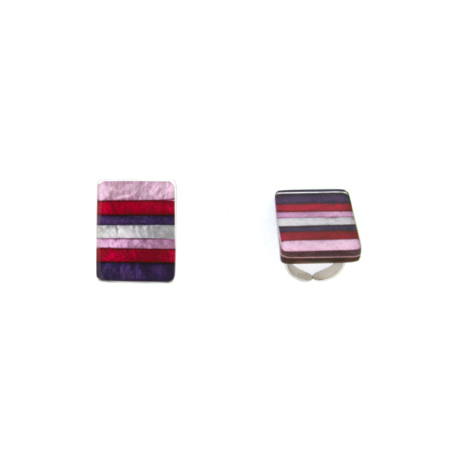 Pink Resin Stripes Ring - The Nancy Smillie Shop - Art, Jewellery & Designer Gifts Glasgow