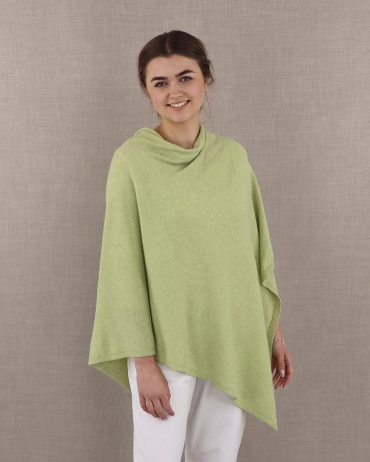 Pistachio Green Cashmere Blend Poncho - The Nancy Smillie Shop - Art, Jewellery & Designer Gifts Glasgow