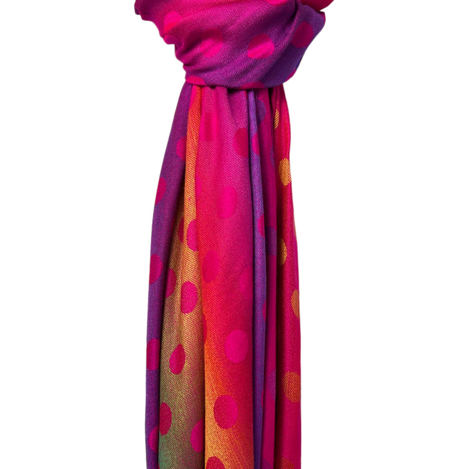 Rainbow Pashmina dots print with tassels: Grey - The Nancy Smillie Shop - Art, Jewellery & Designer Gifts Glasgow