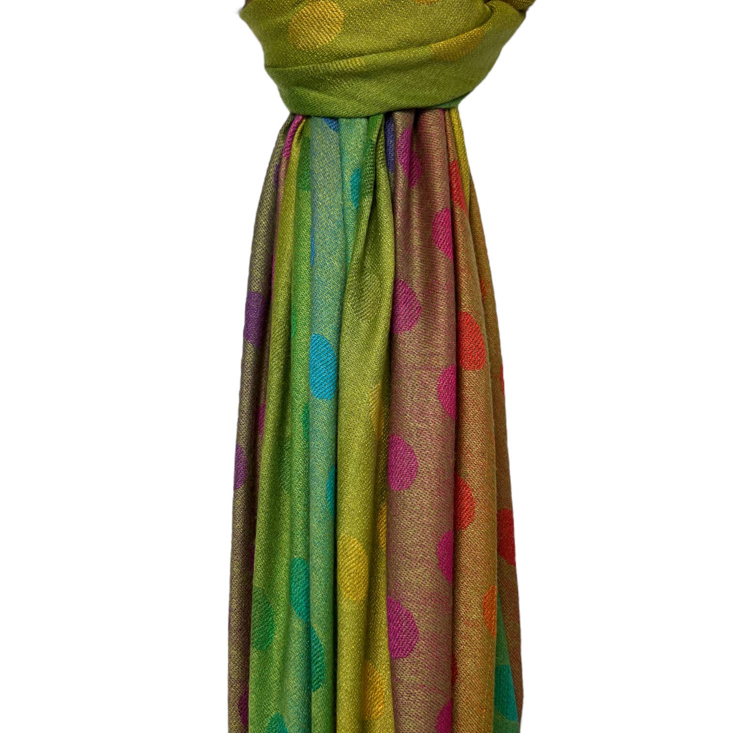 Rainbow Pashmina dots print with tassels: Grey - The Nancy Smillie Shop - Art, Jewellery & Designer Gifts Glasgow