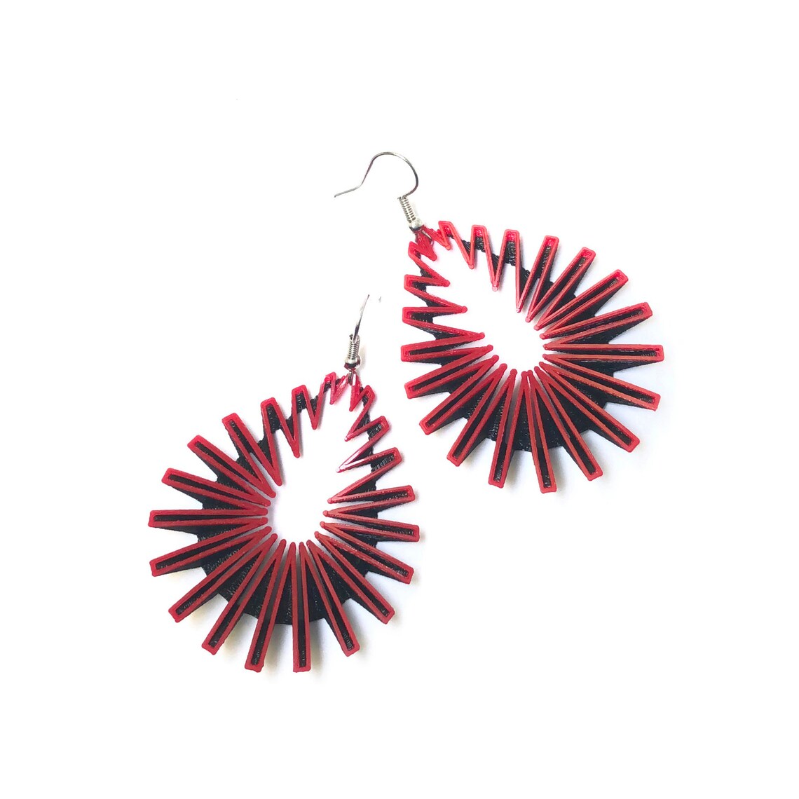 Red on Black Drop Earrings - The Nancy Smillie Shop - Art, Jewellery & Designer Gifts Glasgow