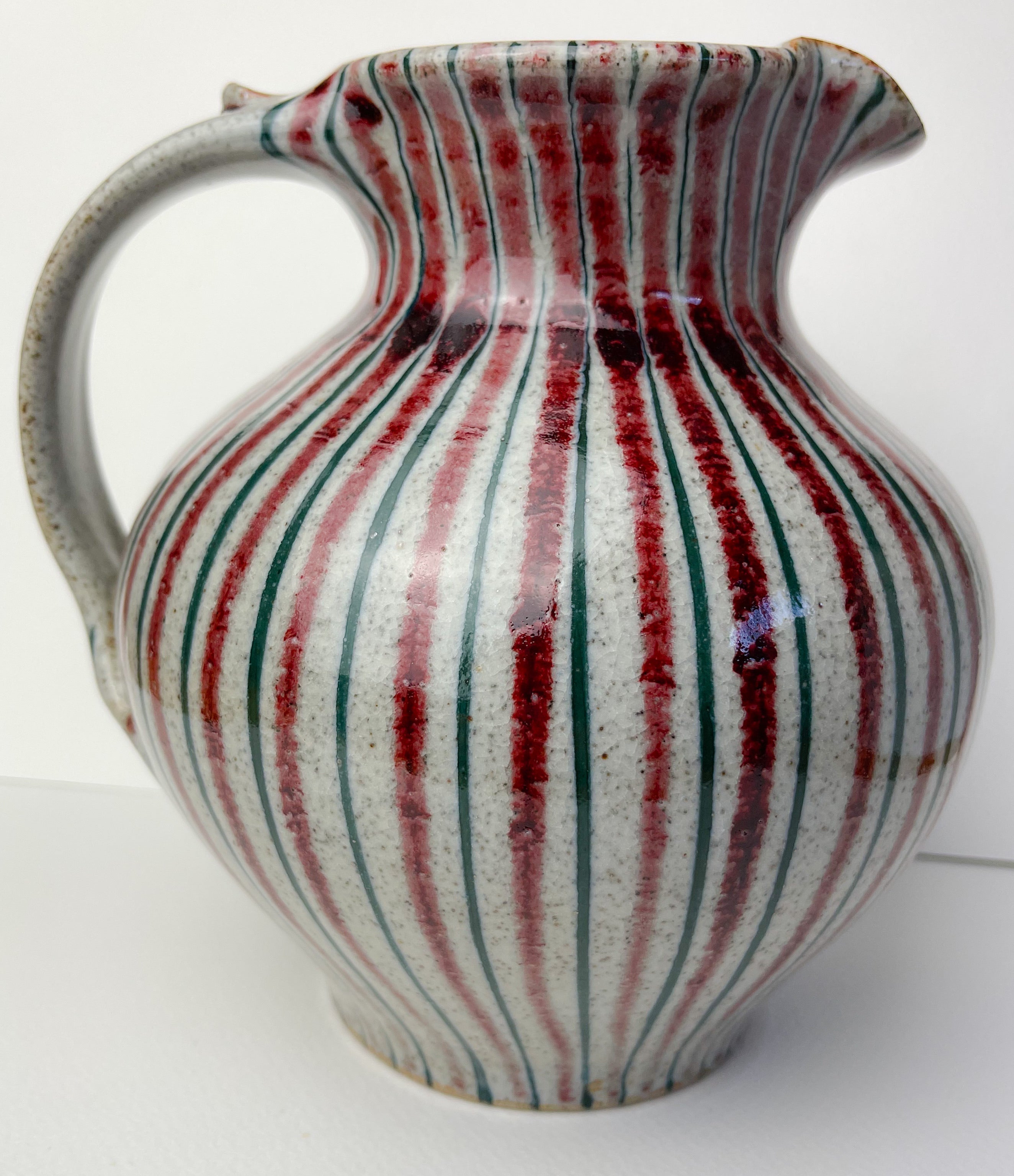 Red Pinstripe Round Bellied Jug - The Nancy Smillie Shop - Art, Jewellery & Designer Gifts Glasgow