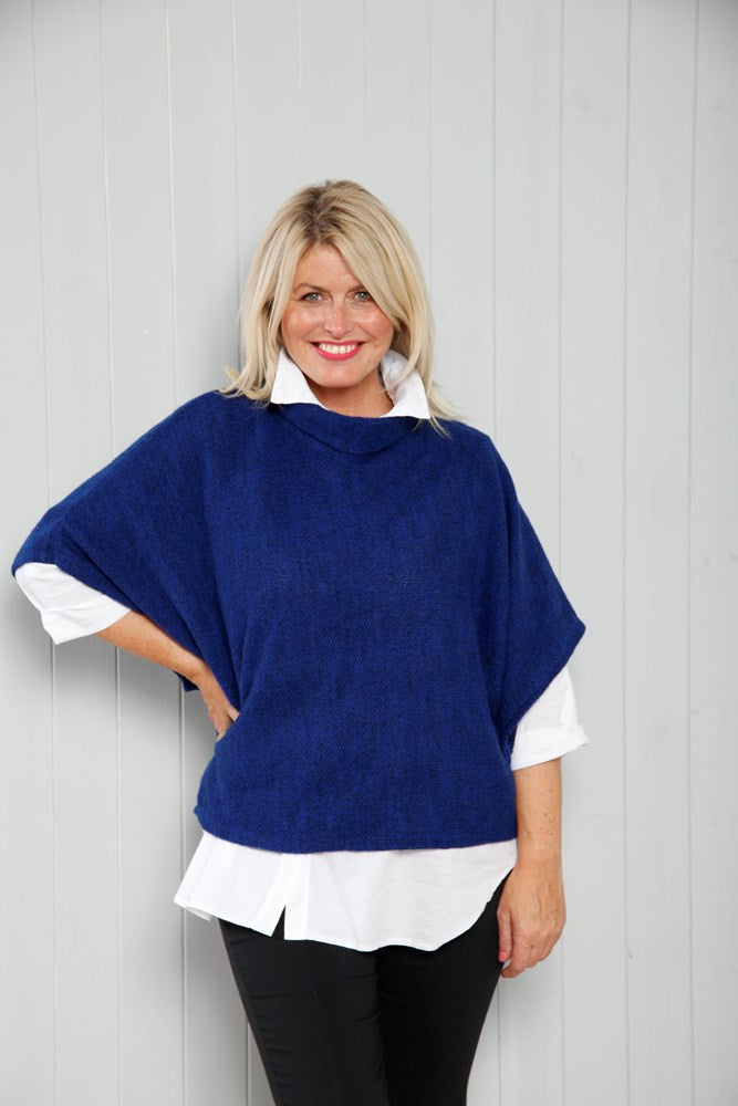 Royal Blue Poncho Top - The Nancy Smillie Shop - Art, Jewellery & Designer Gifts Glasgow