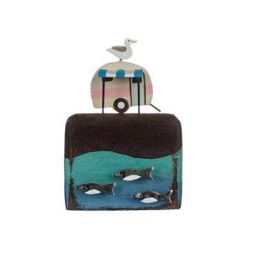 Seaside Campsite Pink - The Nancy Smillie Shop - Art, Jewellery & Designer Gifts Glasgow