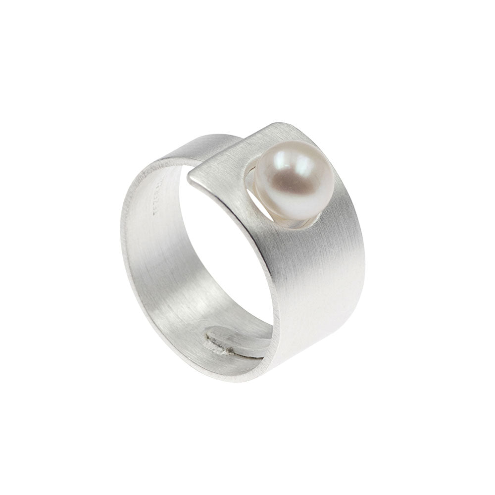 Silver Pearl Loop Ring - The Nancy Smillie Shop - Art, Jewellery & Designer Gifts Glasgow