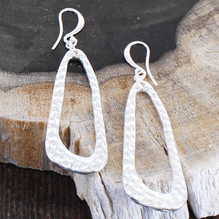 Silver Plated Hammered Oval Earrings - The Nancy Smillie Shop - Art, Jewellery & Designer Gifts Glasgow