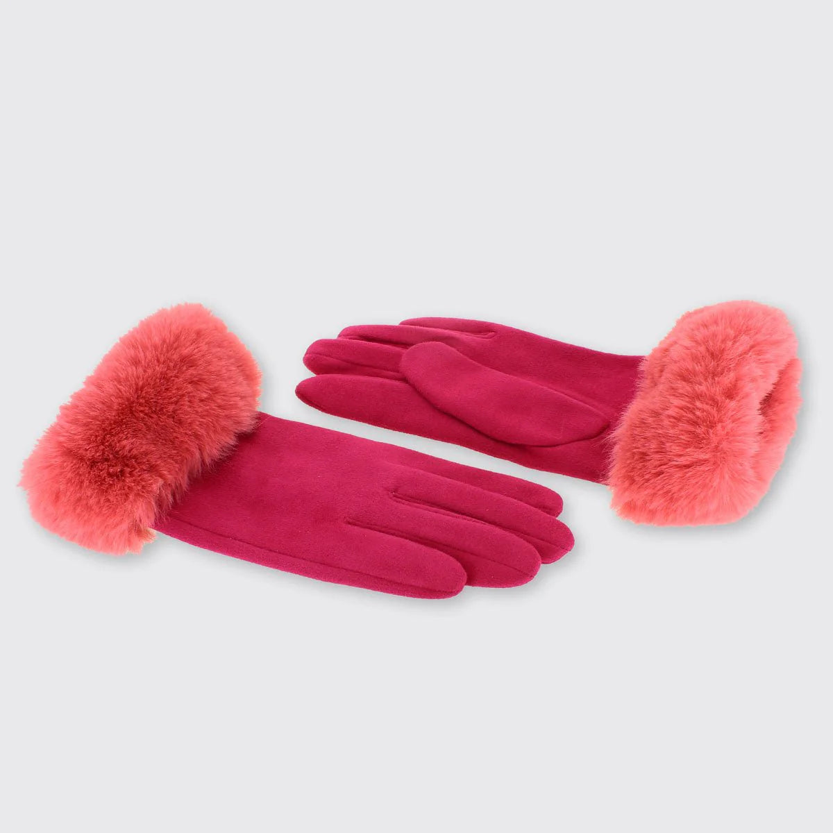 Salmon Pink Sophia Gloves with Fur Edge