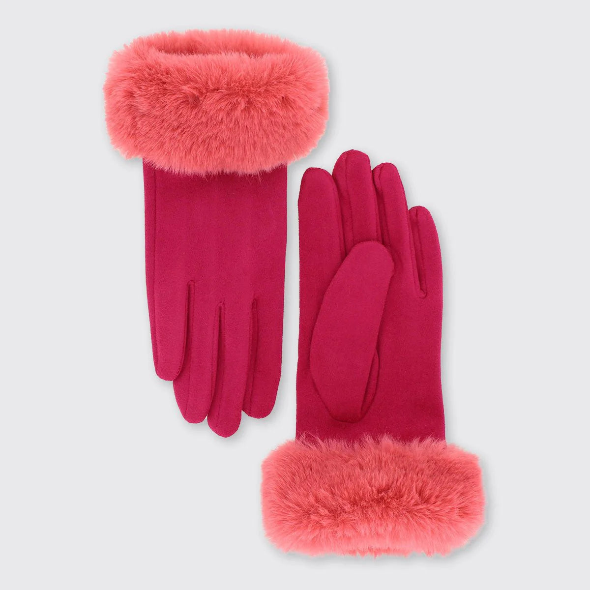 Salmon Pink Sophia Gloves with Fur Edge