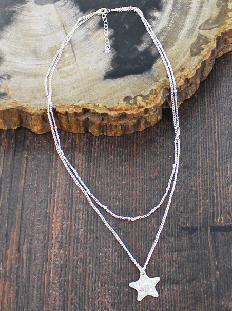 Silver Plated Double Strand Star Necklace | The Nancy Smillie Shop - Art, Jewellery & Designer Gifts Glasgow Scotland