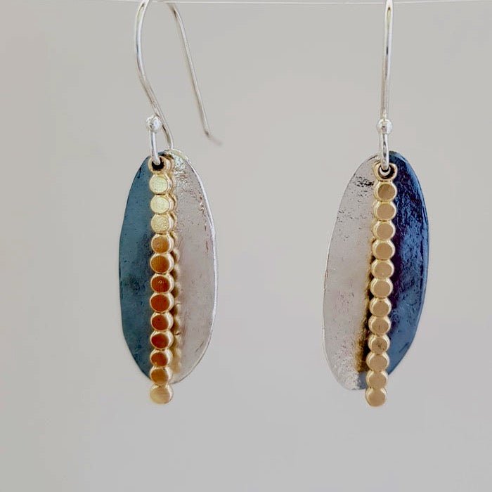 Split Colour Oval Earrings - The Nancy Smillie Shop - Art, Jewellery & Designer Gifts Glasgow