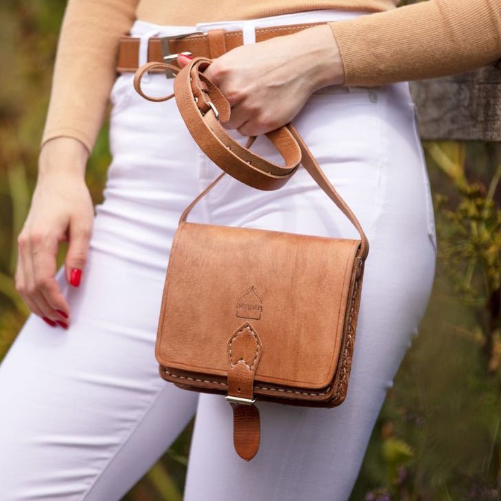 Tan Square Saddle Bag - The Nancy Smillie Shop - Art, Jewellery & Designer Gifts Glasgow