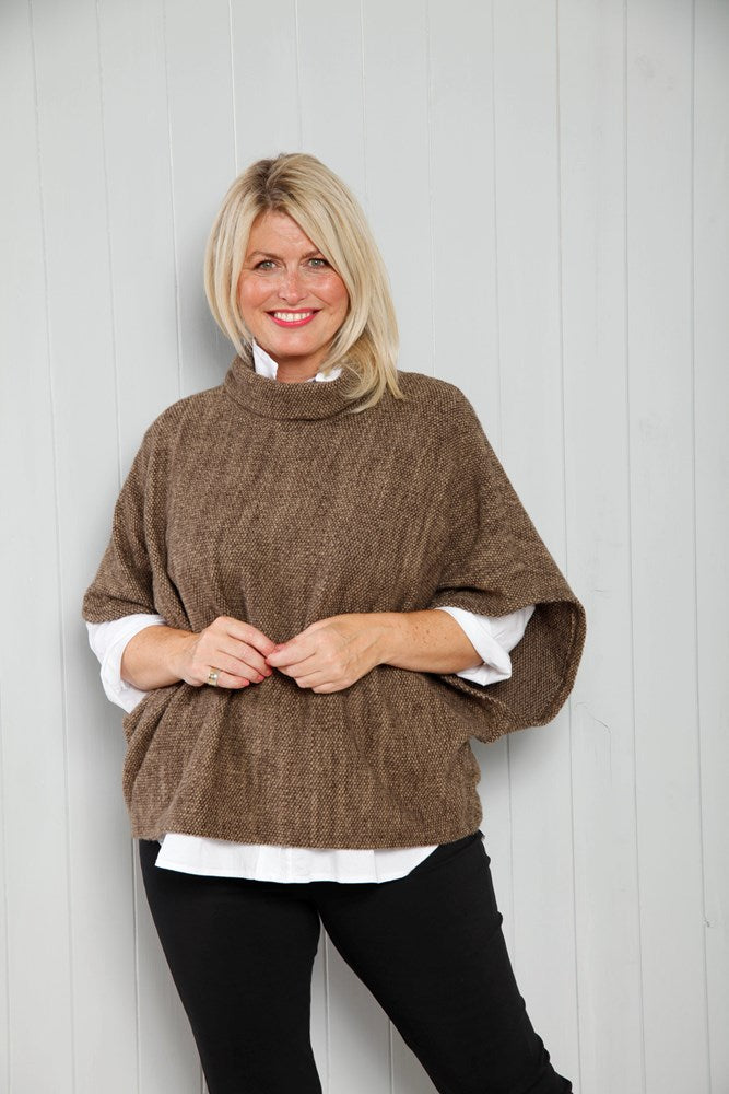 Taupe Poncho Top - The Nancy Smillie Shop - Art, Jewellery & Designer Gifts Glasgow