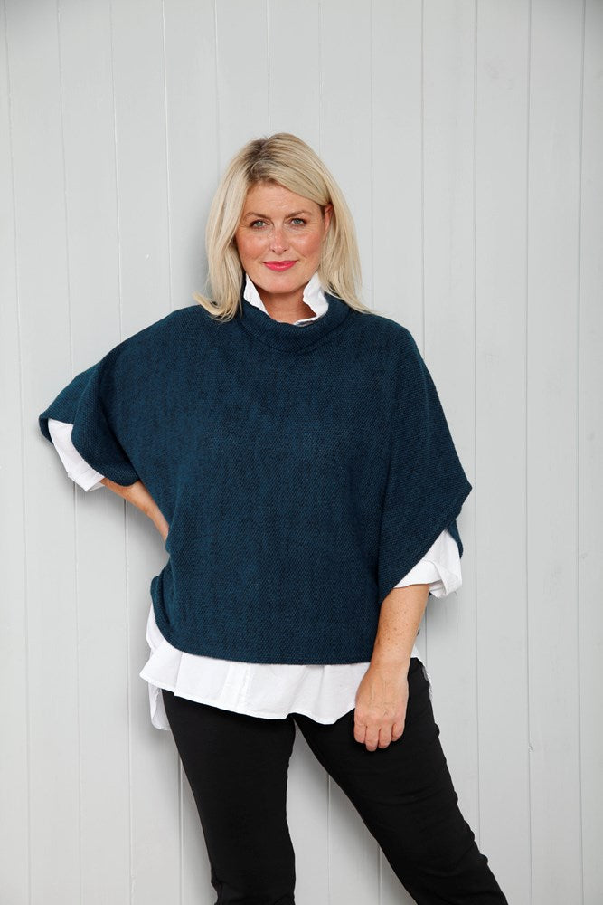 Teal Cowl Poncho Top - The Nancy Smillie Shop - Art, Jewellery & Designer Gifts Glasgow