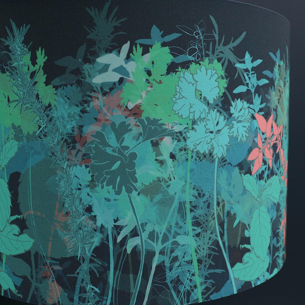 Teal Garden 20cm Table Lampshade - The Nancy Smillie Shop - Art, Jewellery & Designer Gifts Glasgow