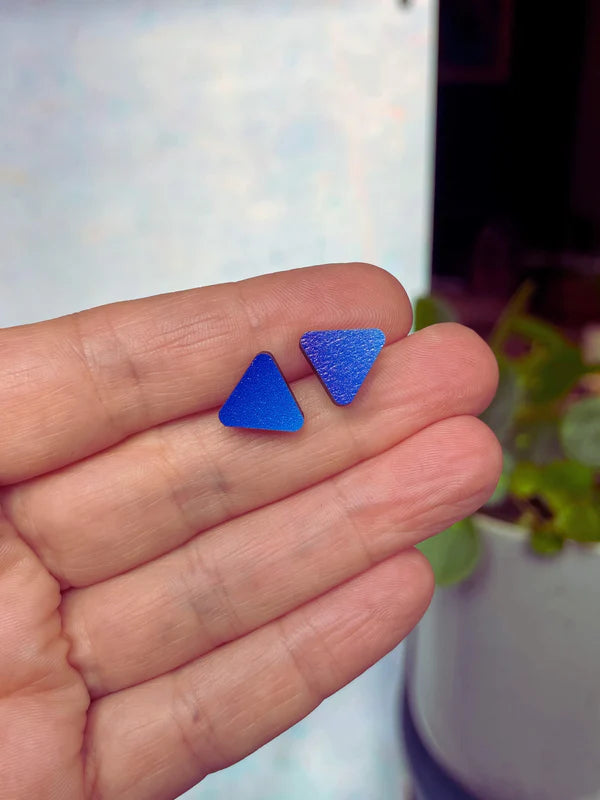 triangle studs blue