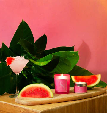 tropical water melon candle with jar